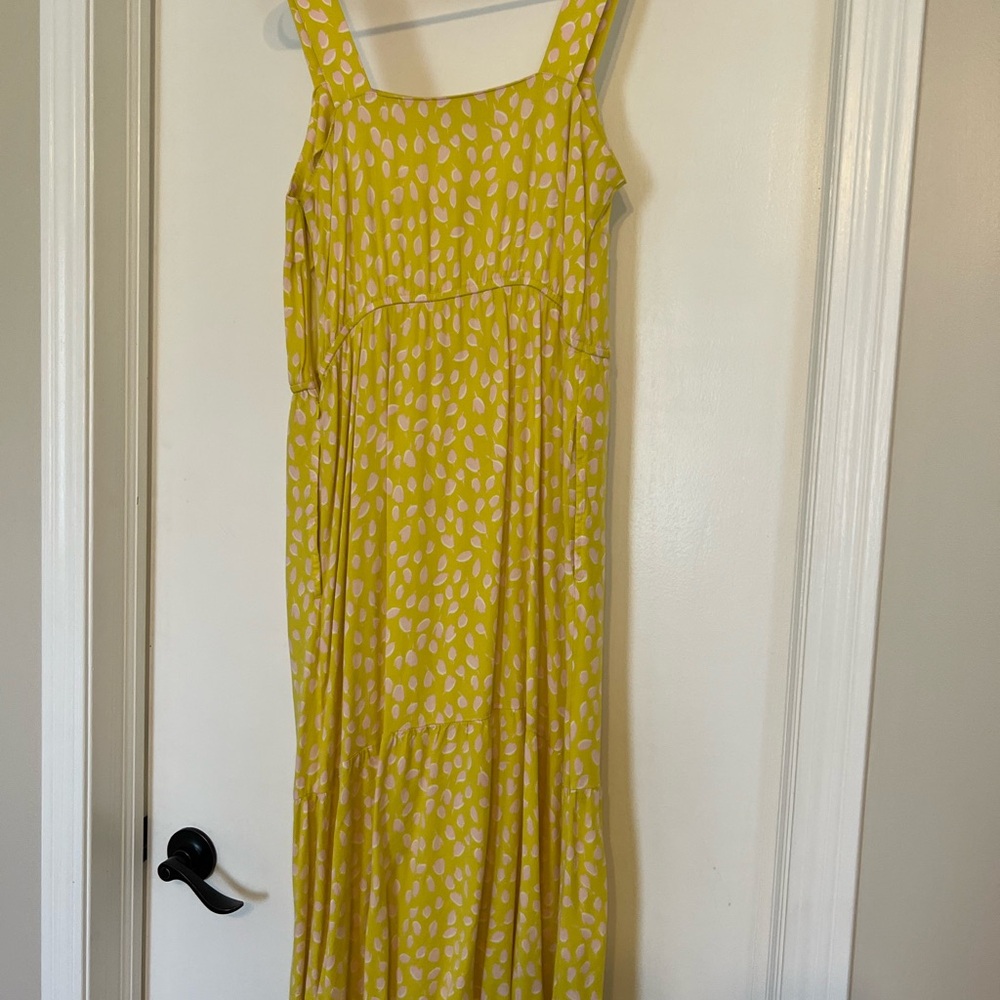 Yellow Patterned Sleeveless Dress